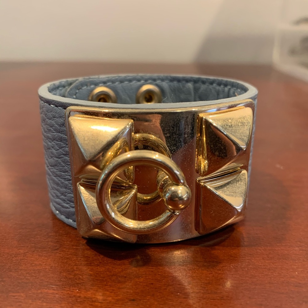 Baby Blue Leather Cuff Bracelet